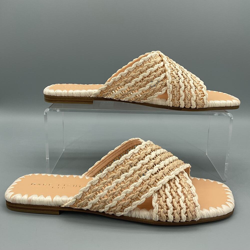 NEW Marc Fisher Women’s Nylie Flat Sandals Light Natural Size 10M